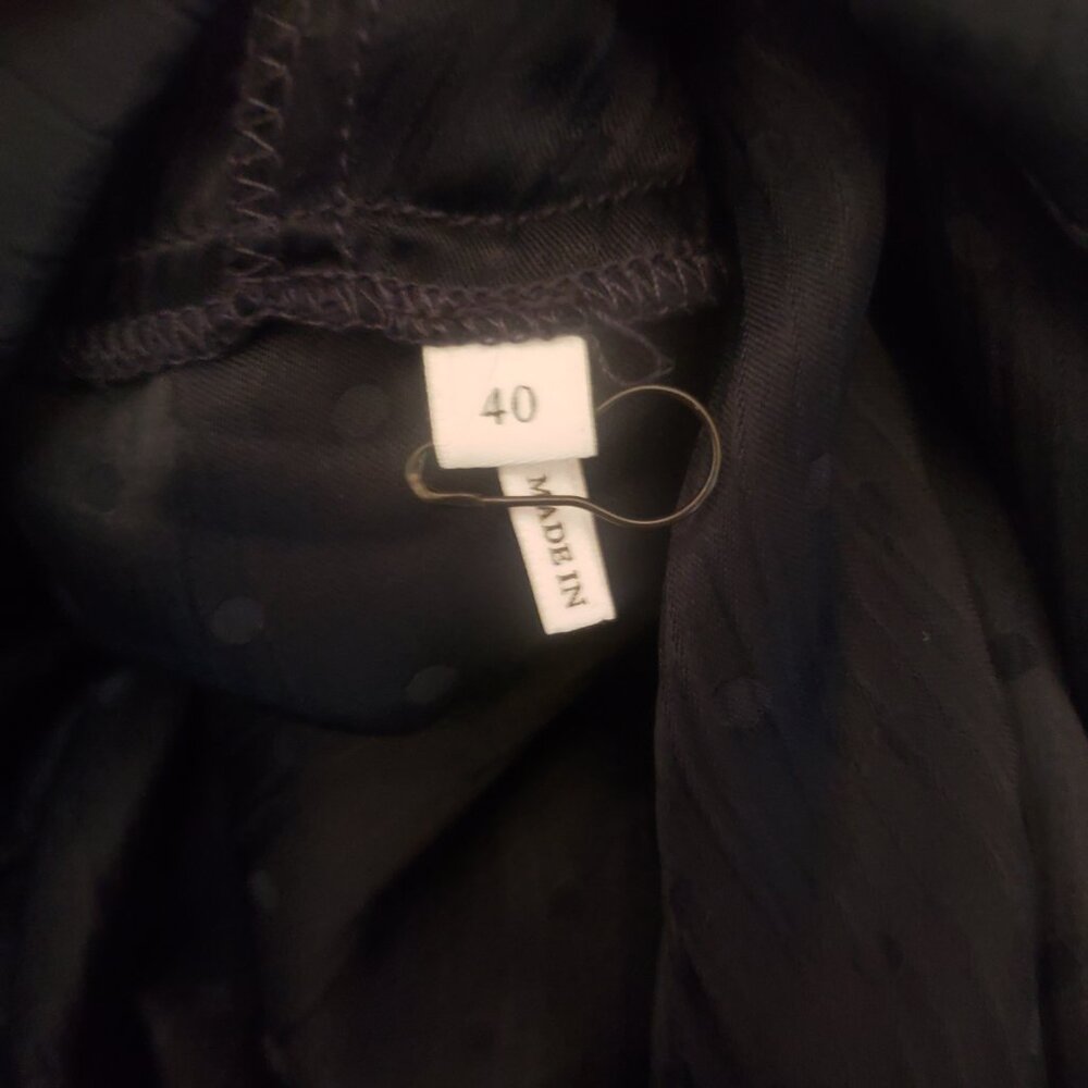 Sandro Paris Marc Dress Navy Blue Crinkle Dot Long Sleeve Button Front 40 US 8 - Picture 8 of 9